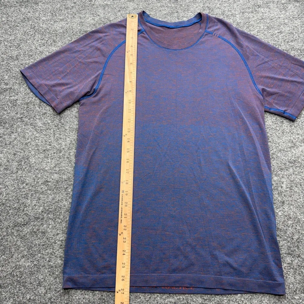 Lululemon Metal Vent Tech Short Sleeve Shirt Blue Orange Heathered Mens Small
